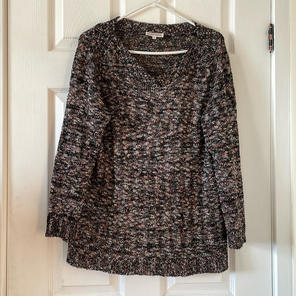 Northern reflections speckled knit marled v neck sweater